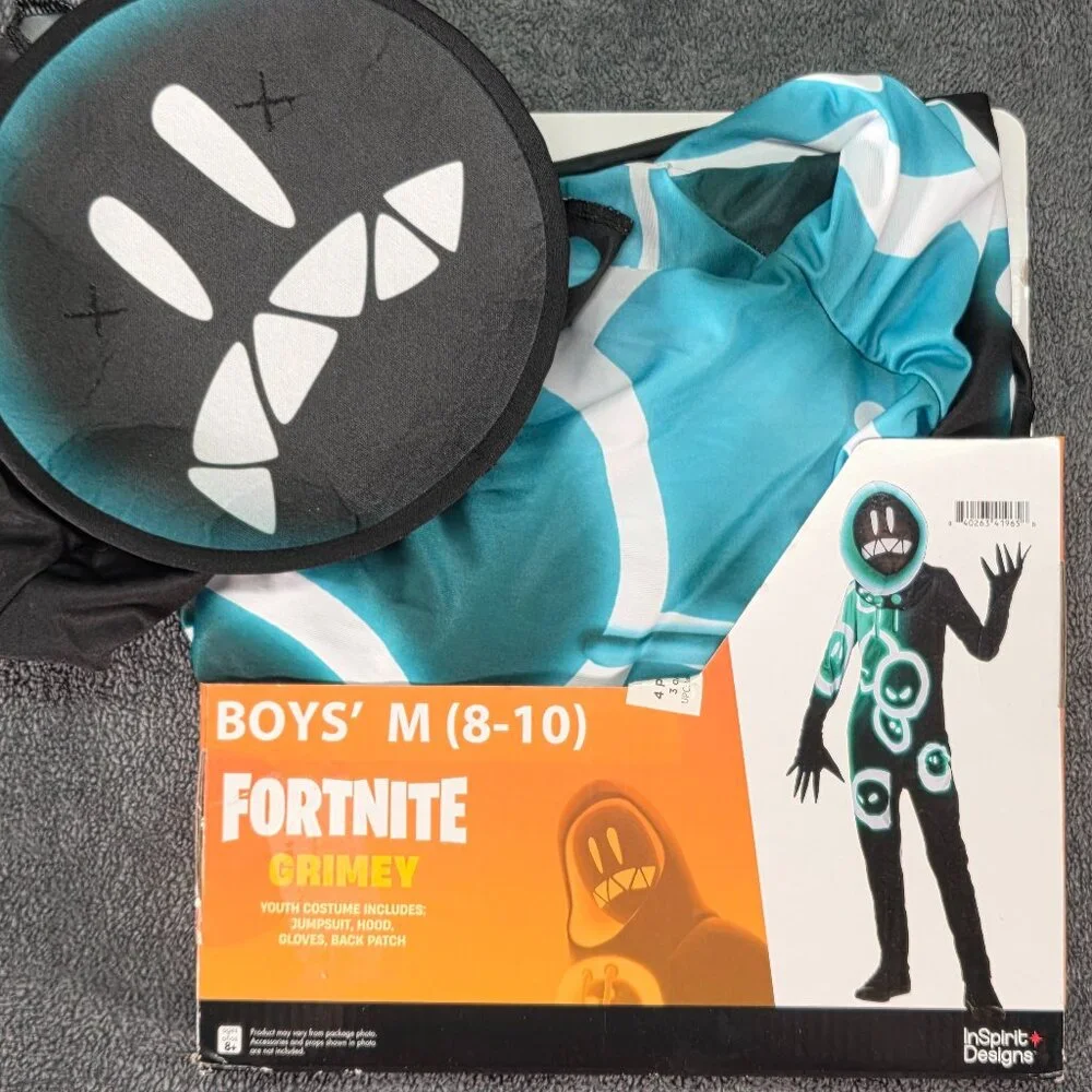 Fortnite Grimey Costume Boys M 8-10 Complete Open Box